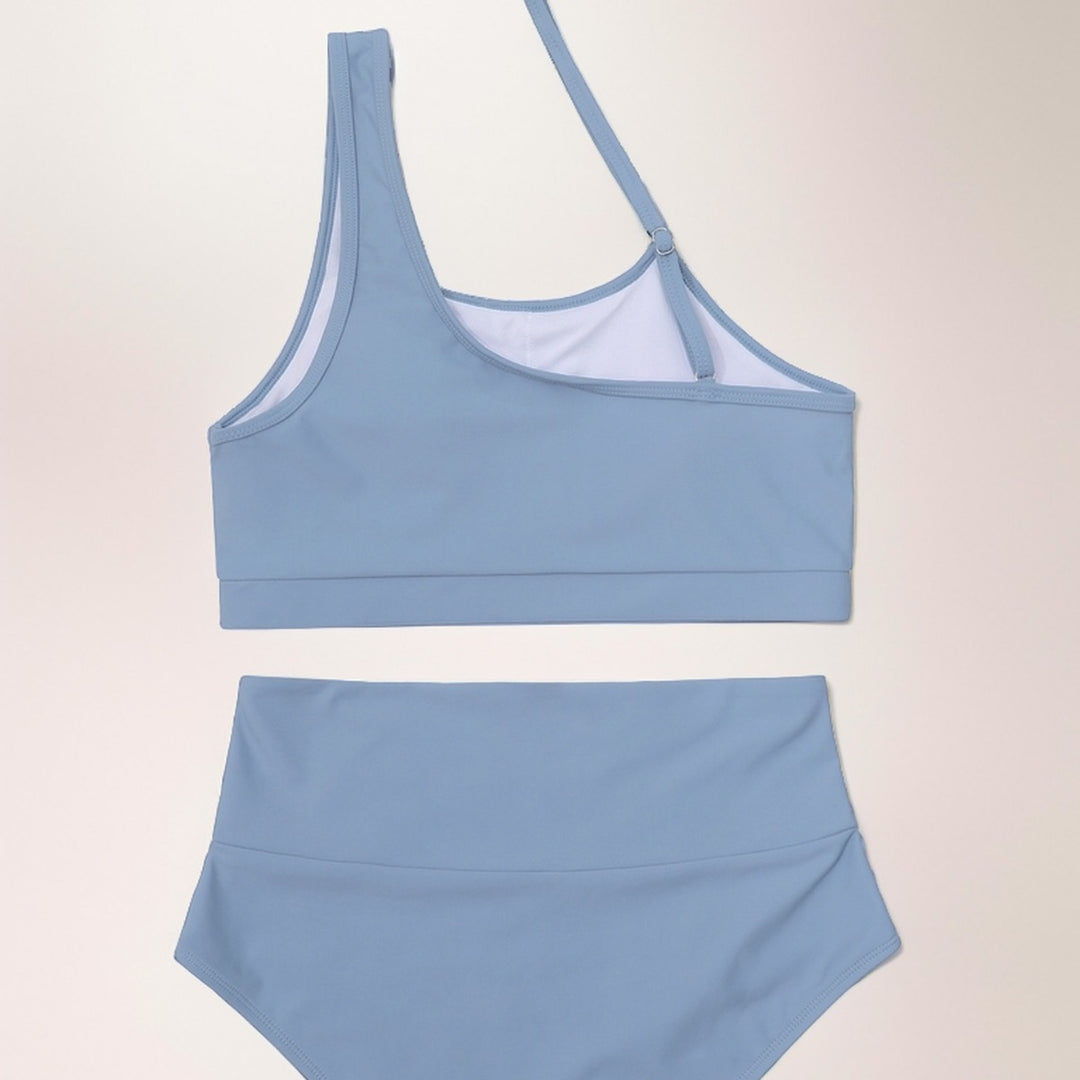 Damen Sportlicher Bikini mit hohem Bund und asymmetrischem Top Echo Archiv