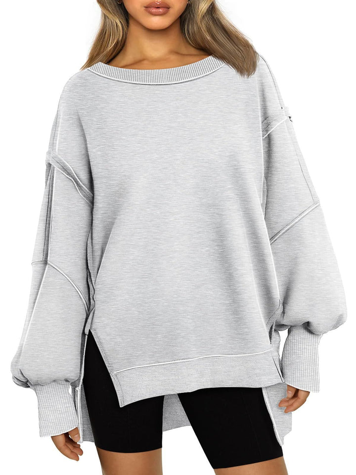 Damen Weiches Longline-Sweatshirt mit Ballonärmeln, seitlichen Schlitzen und geripptem Saum Echo Archiv