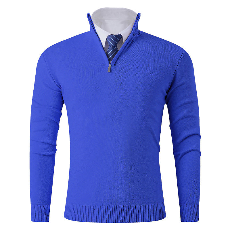 Herren eleganter Stehkragenpullover mit Reißverschluss Echoarchiv