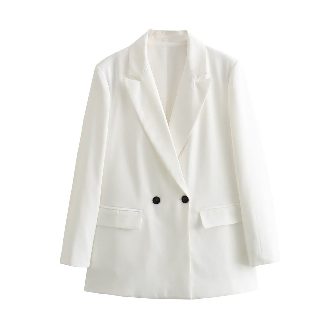 Damen nan taillierter Doppelreihiger Blazer mit schmalem Revers, aufgesetzten Pattentaschen und klarer Silhouette Echo Archiv