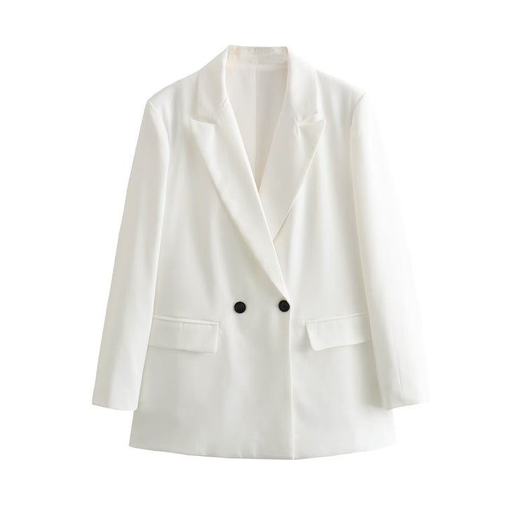 Damen nan taillierter Doppelreihiger Blazer mit schmalem Revers, aufgesetzten Pattentaschen und klarer Silhouette Echo Archiv