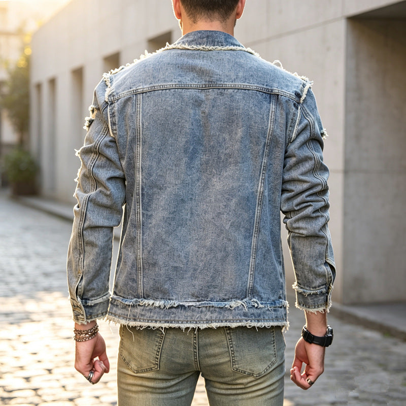Herren Stylische Destroyed Jeansjacke Echoarchiv