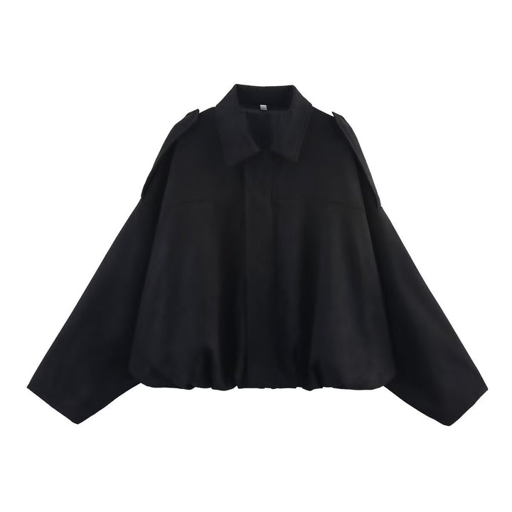 Damen nan Oversize-Kurzjacke mit Ballon-Saum, Schulterpatten und verdeckter Frontleiste Echo Archiv
