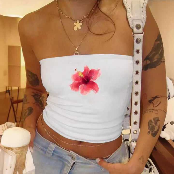 Damen Bandeau-Top mit auffälligem Statement-Aufdruck Echo Archiv