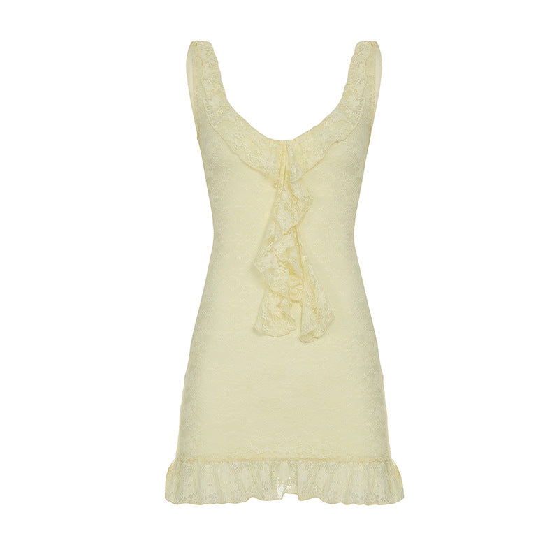 Damen Spitzenkleid mit zarten Rüschendetails und figurbetontem Schnitt Echo Archiv