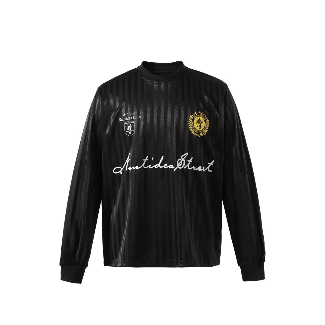 Unisex Langarm-Sporttrikot im Retro‑Fußballstil mit Stehkragen und gestreifter Jacquardstruktur Echoarchiv