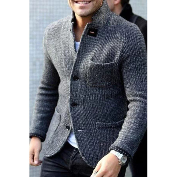 Herren Strickblazer mit Stehkragen und aufgesetzten Taschen Echo Archiv
