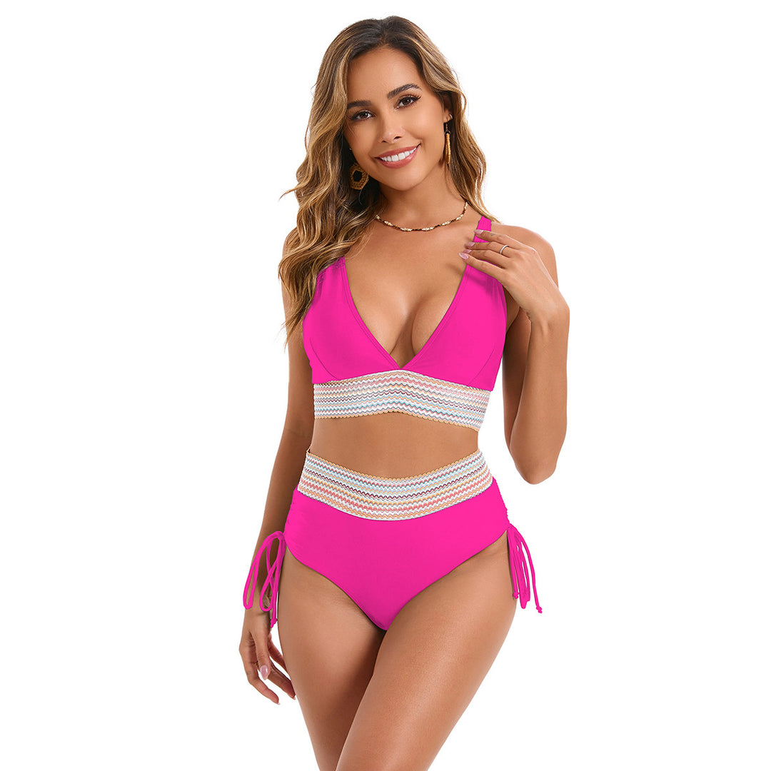 Damen Zweiteiliges Bikini-Set mit breitem Gummibund und hochwertige Rippstruktur Echo Archiv