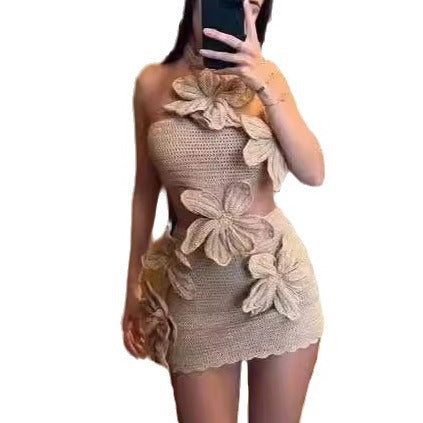 Damen Strickkleid mit floralen Details und modernem Schnitt Echo Archiv