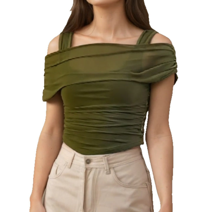 Damen Off-Shoulder Oberteil mit Raffung Echo Archiv