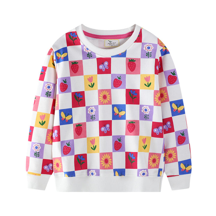 Mädchen Sweatshirt mit buntem Blumen- und Fruchtmuster Echo Archiv