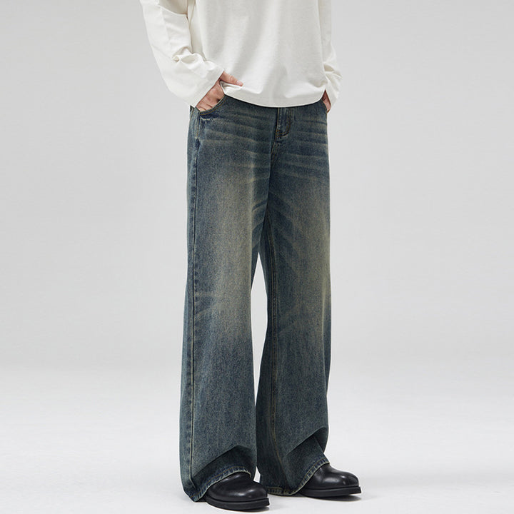 Herren Weite Denim-Jeans im Retro-Workwear-Look mit markanten Whisker- und Faltenakzenten Echo Archiv