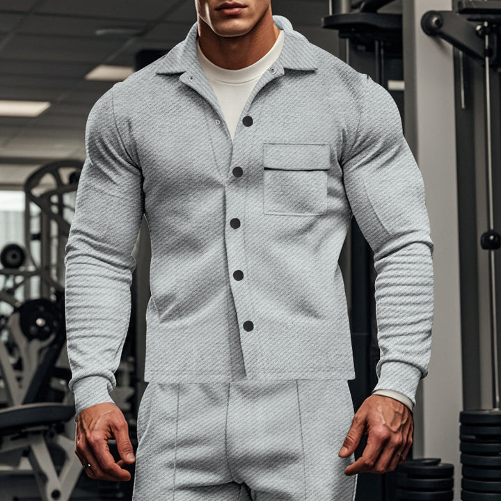 Herren Herrenjacke aus angenehmem Stoff mit modernen Knopfdetails und Brusttasche Echoarchiv