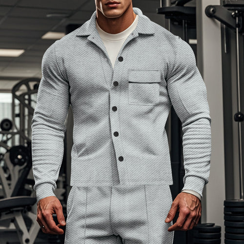 Herren Herrenjacke aus angenehmem Stoff mit modernen Knopfdetails und Brusttasche Echoarchiv