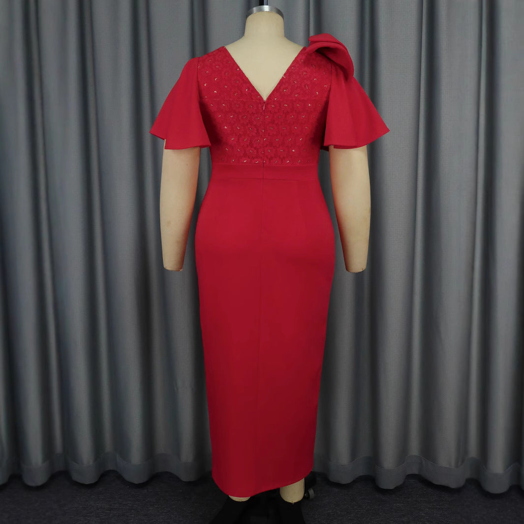 Damen Elegantes Maxikleid mit voluminösen Ärmeln und hochwertiger Blumenapplikation Echo Archiv