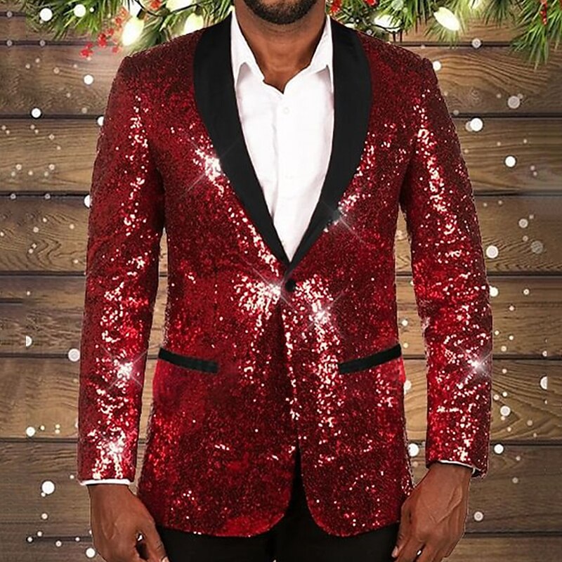 Herren glamouröser Paillettenblazer mit kontrastierendem Revers Echoarchiv