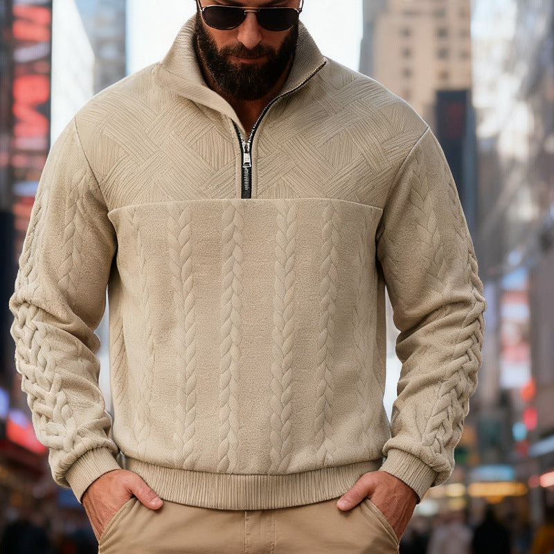 Herren Fleece-Pullover mit hohem Kragen und Reißverschluss Echoarchiv