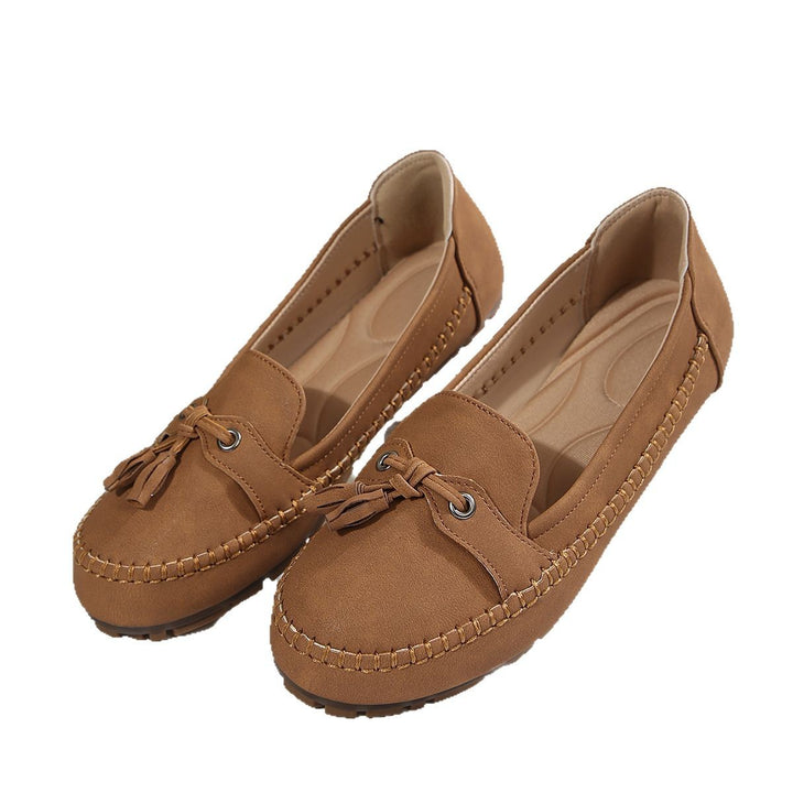 Damen  klassische Mokassin-Slipper mit Quasten, handgenähter Rahmennaht und rutschfester Gummisohle Echo Archiv