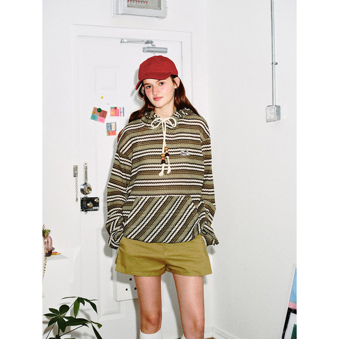 Damen Strick‑Kapuzenpullover mit Katzenohren und Kängurutasche Echoarchiv