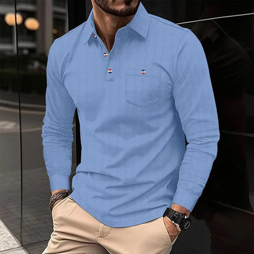 Herren elegantes Langarmhemd mit strukturiertem Design und modischen Akzenten Echoarchiv
