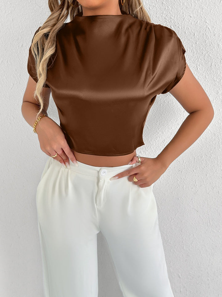 Damen Elegantes Kurzarm-Blusenshirt mit modernem Stehkragen Echo Archiv