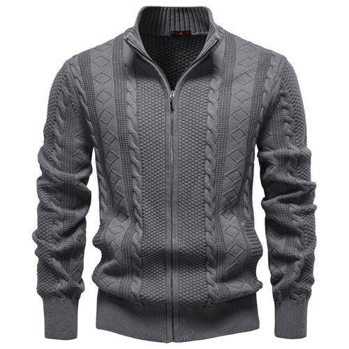 Herren Strickjacke mit Reißverschluss und strukturiertem Muster Echoarchiv