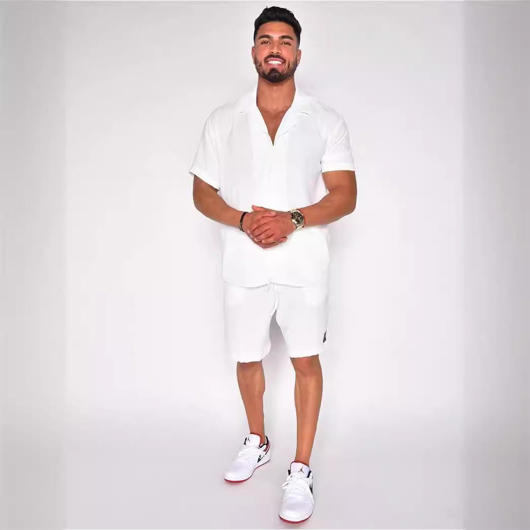 Herren lässiges Kurzarmhemd und Shorts Set Echoarchiv