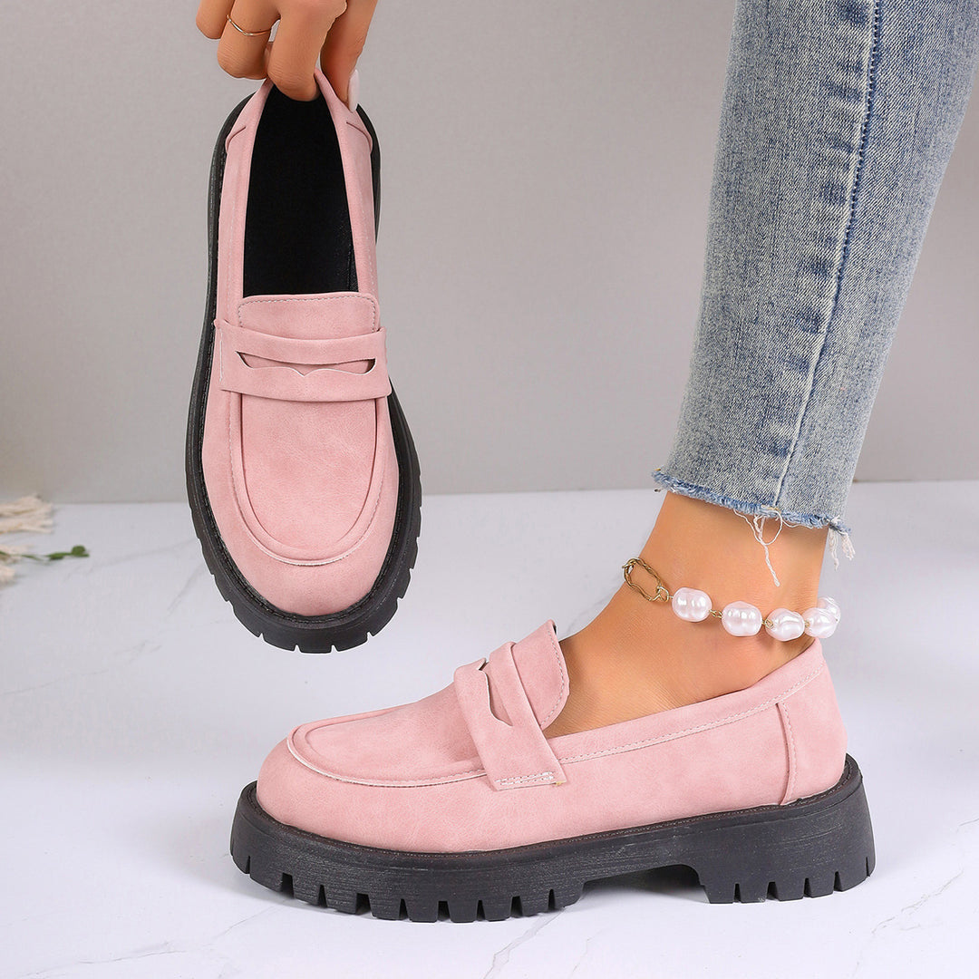 Damen nan Plateau-Loafer mit Profilsohle und Velourslederoptik Echo Archiv