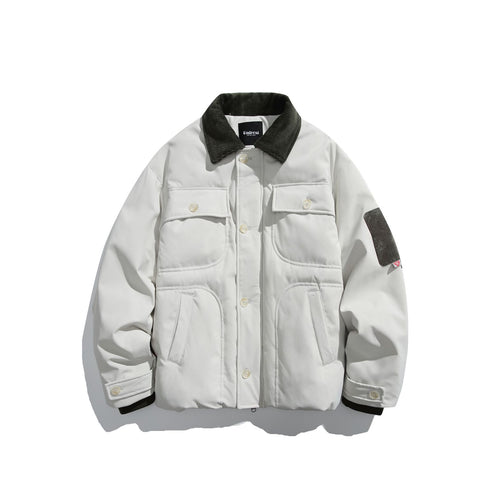 Herren Isolierte Fieldjacke im Workwear-Stil mit Cordkragen, Ellenbogen-Patches und aufgesetzten Taschen Echoarchiv