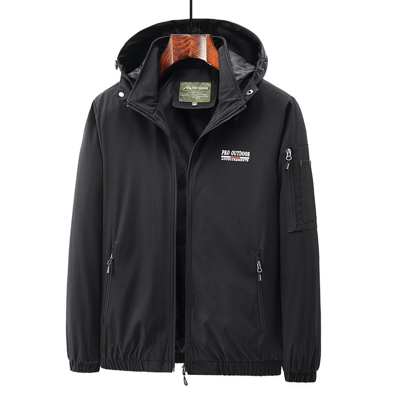 Herren Leichte Softshell-Kapuzenjacke mit wasserabweisender Membran und Ärmeltasche – Taviero