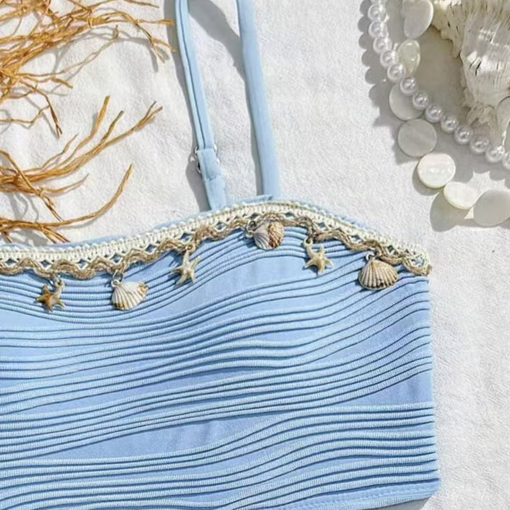 Damen Bikini-Set mit hoch taillierter Hose und modischem Rüschendesign Echo Archiv
