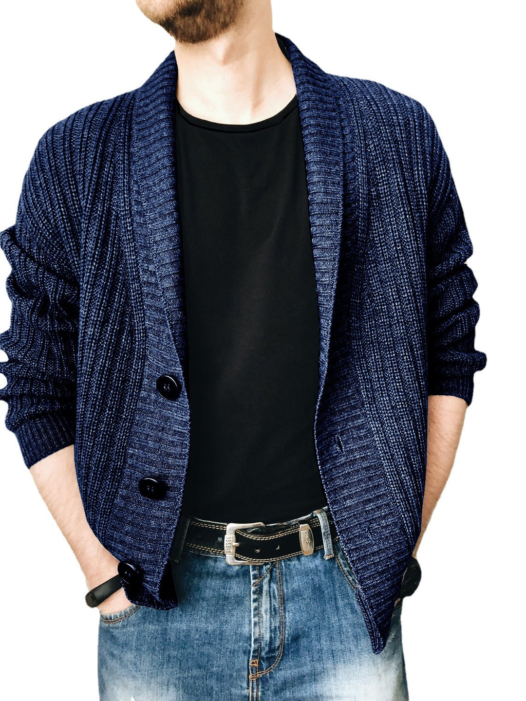 Herren Strickjacke mit tiefem Kragen Echoarchiv