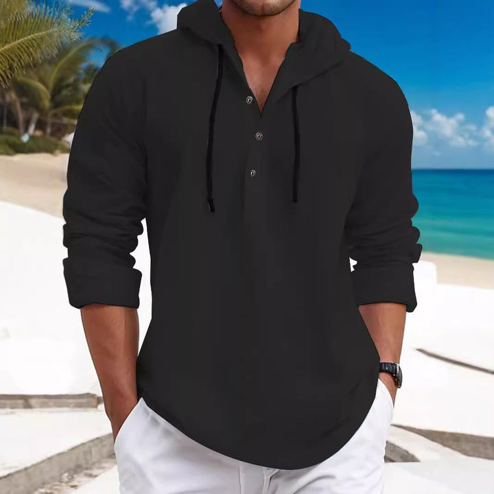 Herren Kapuzenpullover mit Knopfleiste und lässigem Schnitt Echoarchiv