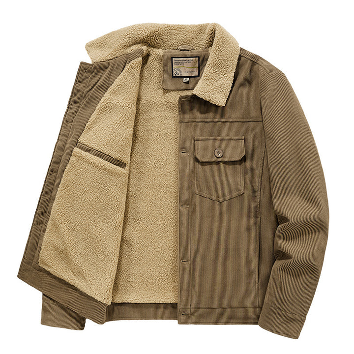 Herren Gemusterte Cordjacke mit Teddyfutter Echo Archiv