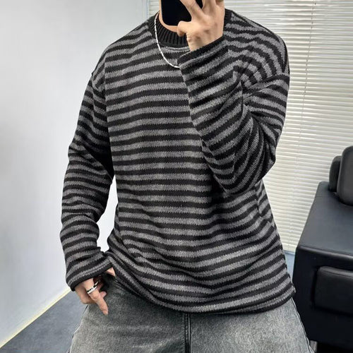 Herren Lässiger Strickpullover mit Modischem Streifenmuster Echoarchiv