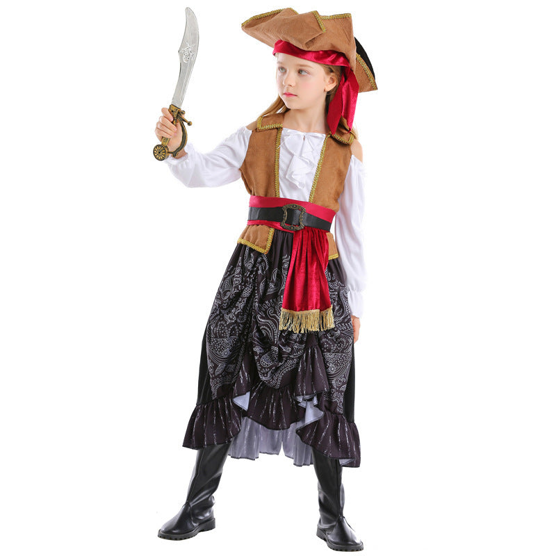 Mädchen Piratenkostüm mit authentischen Accessoires und schwingendem Rock Echo Archiv