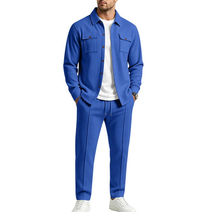 Herren Overshirt- und Jogger-Set aus strukturierter Strickqualität Echoarchiv