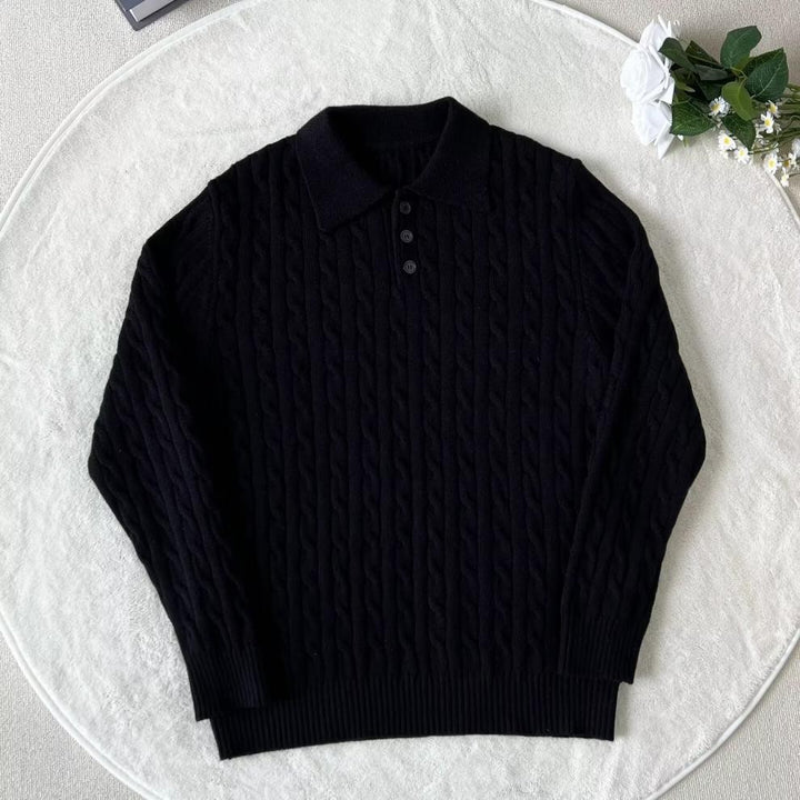 Herrenmode Strick-Polo-Shirt mit Kabelmuster Echo Archive