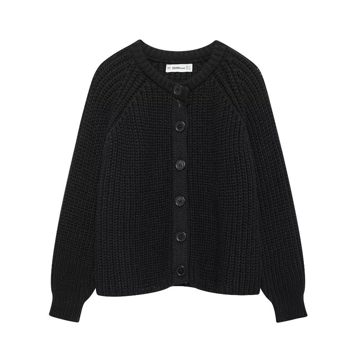 Damen nan grob gestrickte Raglan-Cardigan mit Ballonärmeln und durchgehender Knopfleiste Echo Archiv