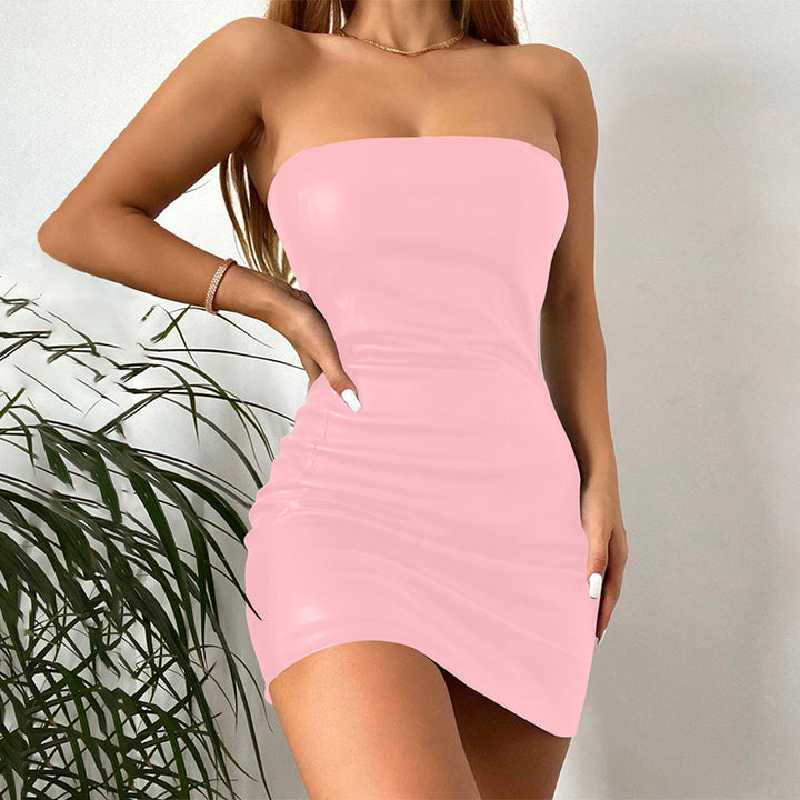 Damen Schickes Leder-Minikleid mit verstellbaren Trägern Echo Archiv