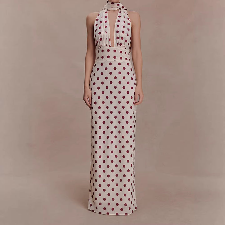 Damen Halter-Maxi-Kleid mit klassischen Punkten Echo Archiv