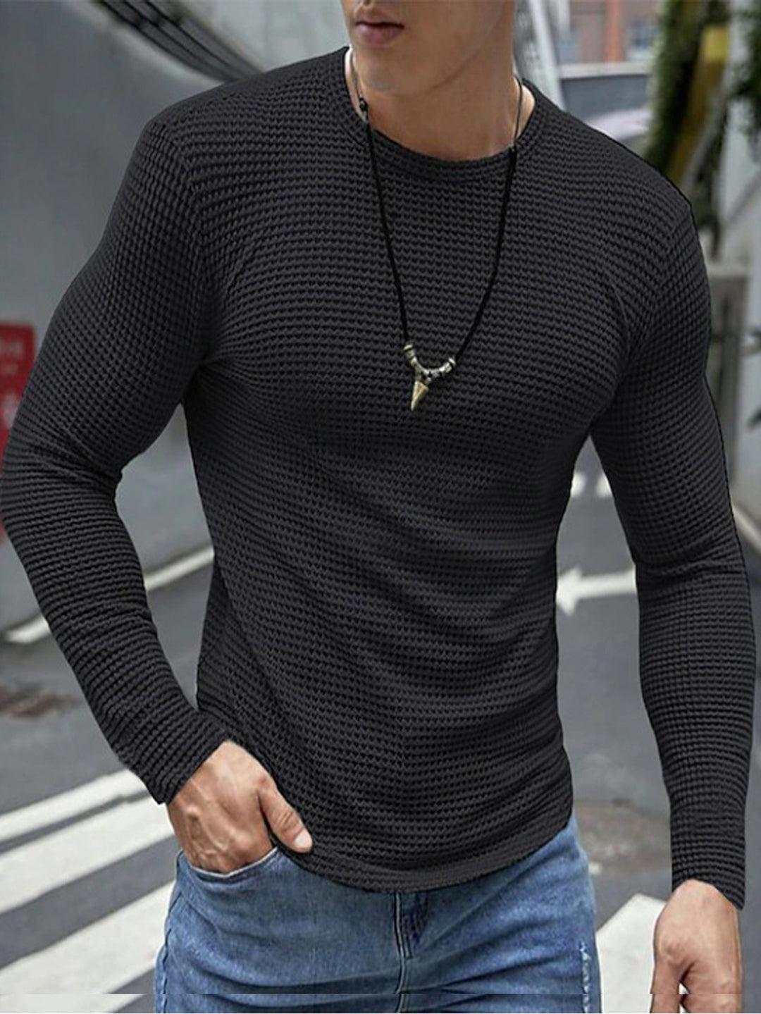 Herren Langarmshirt aus strukturiertem Material Echoarchiv