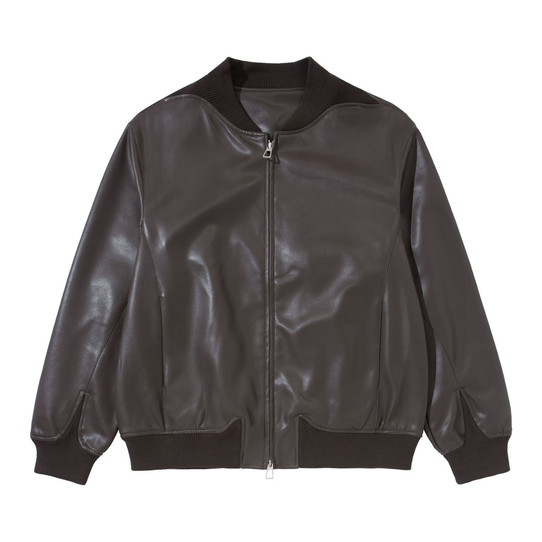 Herren Glattleder‑Bomberjacke mit nahtverdeckter Front und elastischen Rippenbündchen Echoarchiv