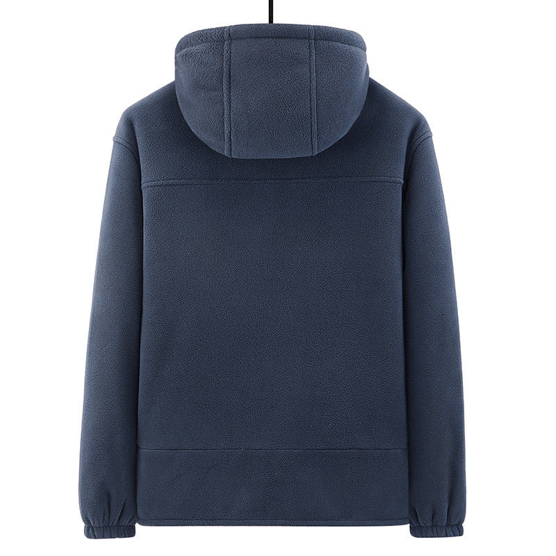 Herren Fleece-Kapuzenjacke mit Teddyfutter, Zwei-Wege-Reißverschluss und verdeckten Reißverschlusstaschen Echo Archiv