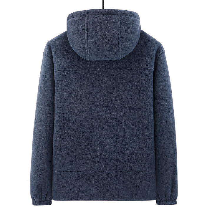 Herren Fleece-Kapuzenjacke mit Teddyfutter, Zwei-Wege-Reißverschluss und verdeckten Reißverschlusstaschen Echo Archiv