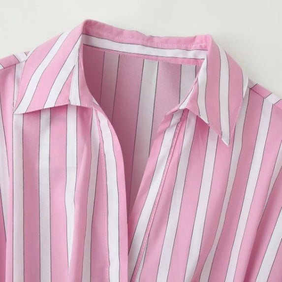 Damen taillierte Bluse mit Kellerfalten und Hemdkragen Echo Archiv