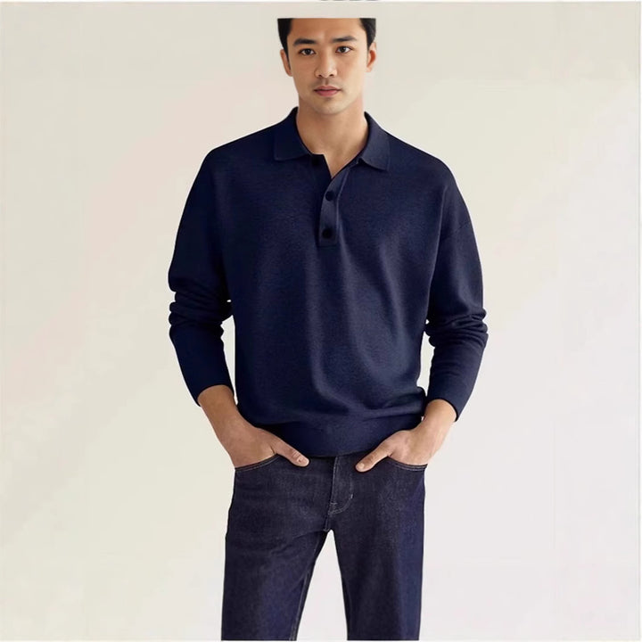 Herren lässiger Sweat-Polo mit Knopfleiste Echoarchiv