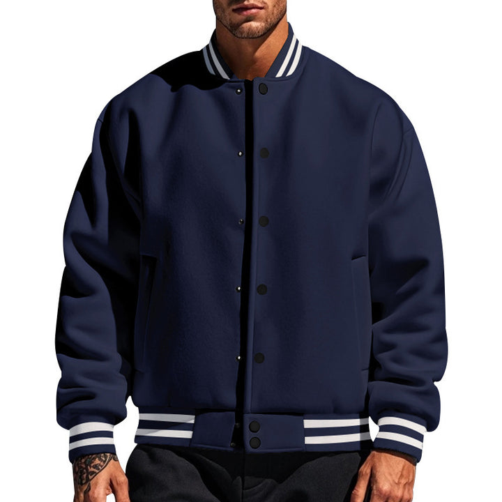 Herren nan College-Strickjacke im Retro-Look mit Rippkragen, Druckknopfverschluss und Eingrifftaschen Echo Archiv