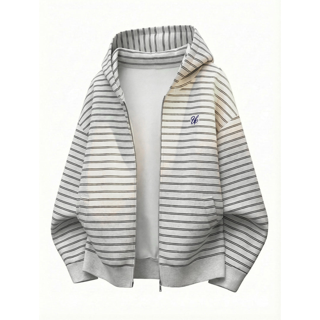 Unisex Kapuzen-Sweatjacke mit Reißverschluss und feinen Querstreifen Echo Archiv