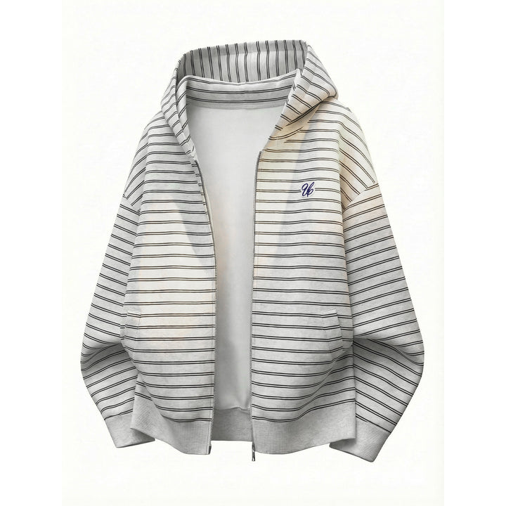 Unisex Kapuzen-Sweatjacke mit Reißverschluss und feinen Querstreifen Echo Archiv